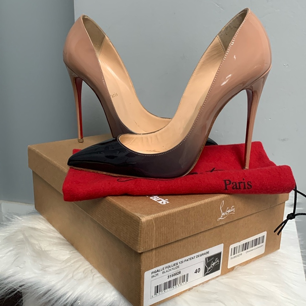 Christian Louboutin Nude-to-Black Ombre Patent Pumps